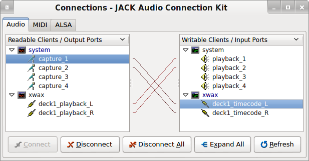 JACK connection GUI